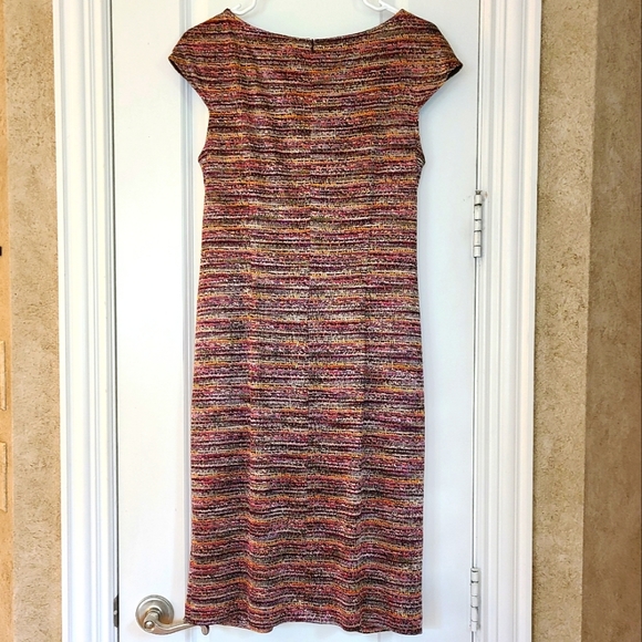 David Meister Knit Gathered Sheath Dress Multi-Color Size 12 - Picture 3 of 7